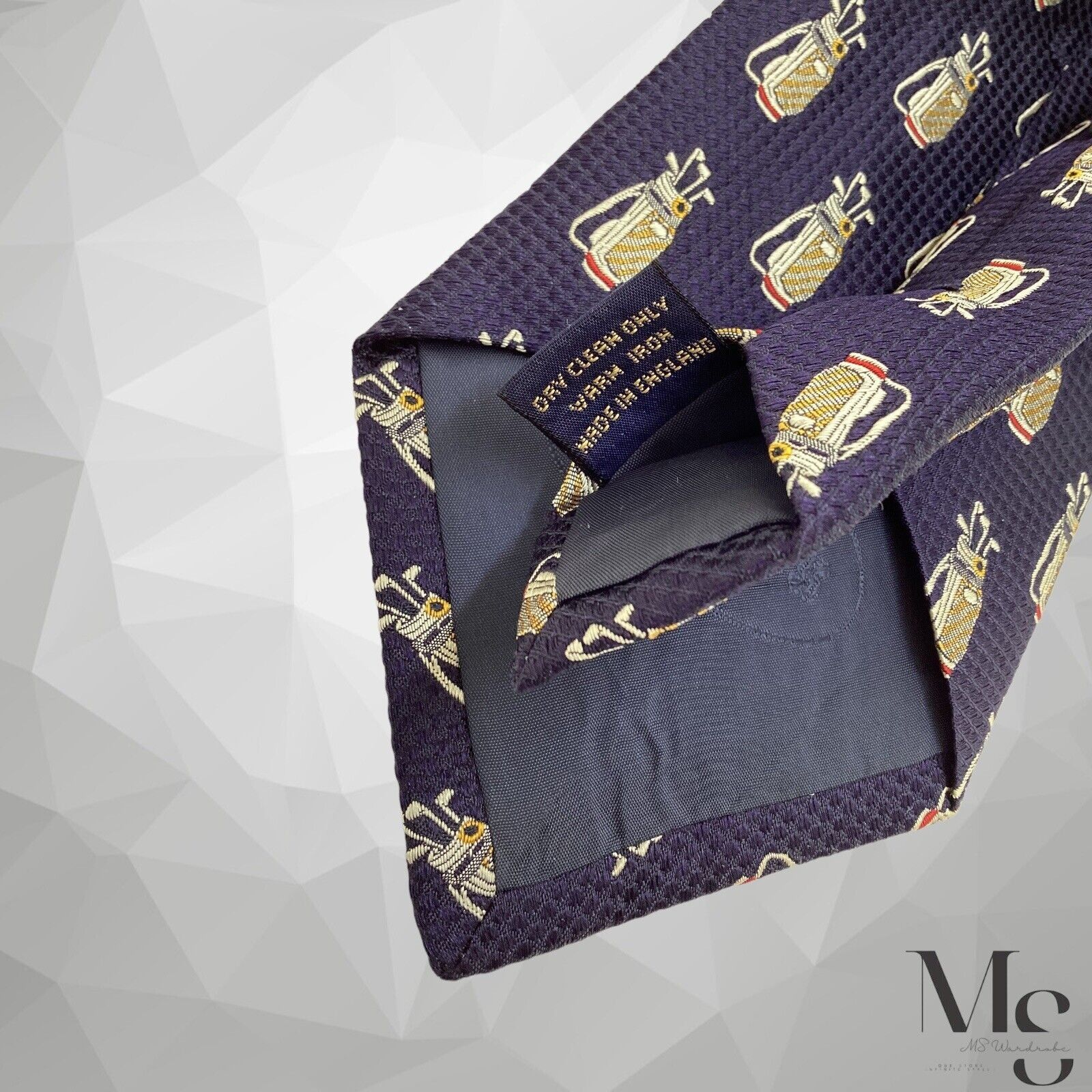 Church's CHURCH’S Blue Golf Bags Print Silk Tie Made In England W:3.7 Size ONE SIZE - 5 Thumbnail