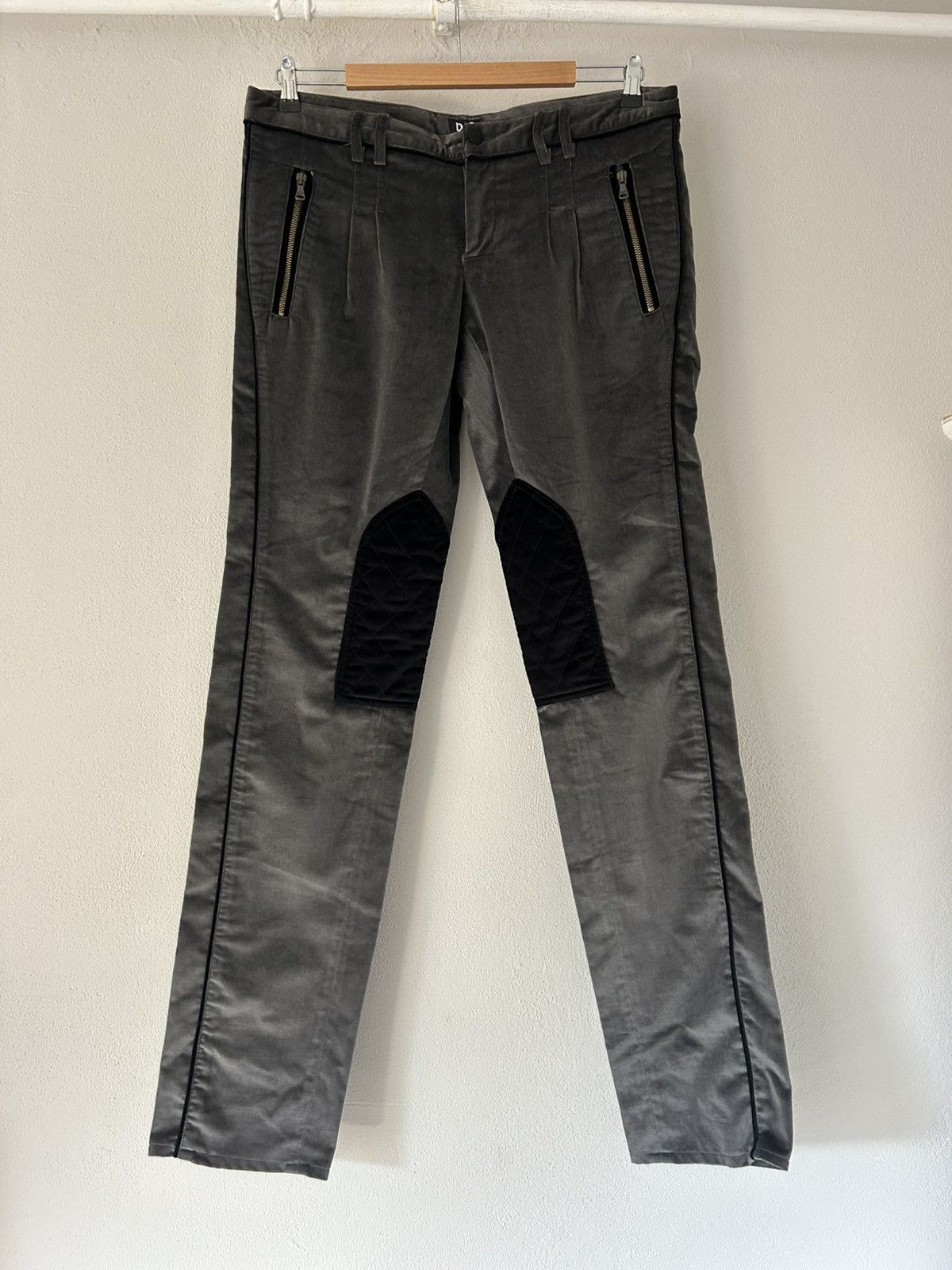 Dolce & Gabbana Moto-Inspired Velvet Pants with Quilted Knees - Size 50 Size US 34 / EU 50 - 1 Thumbnail