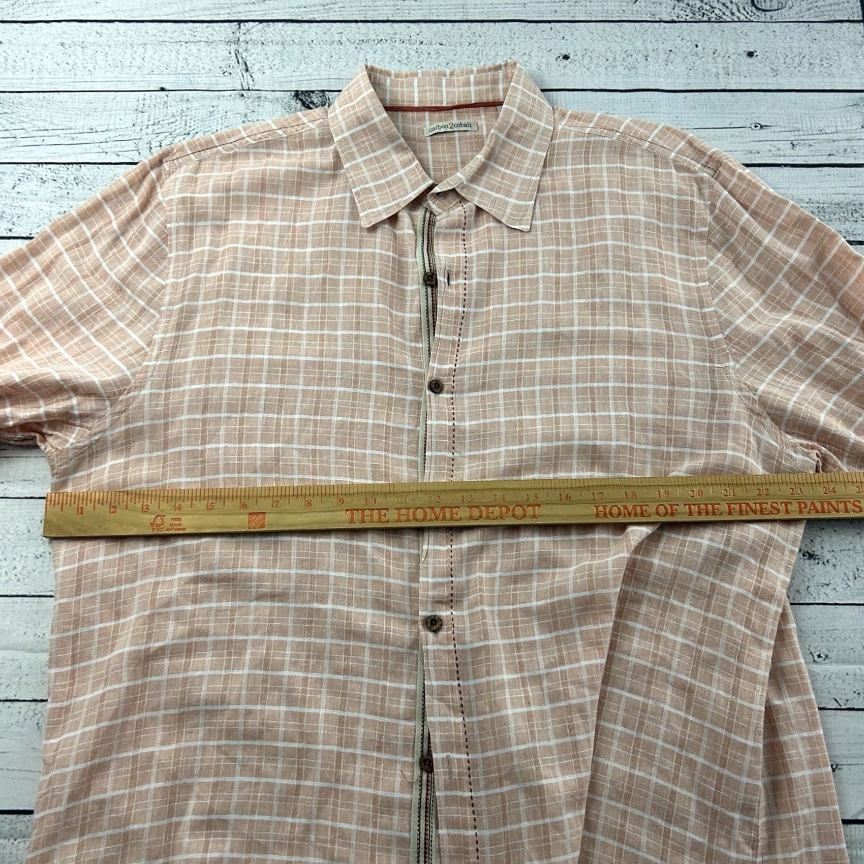 Carbon2Cobalt VINTAGE Carbon 2 Cobalt Shirt Plaid Button-Up Long Sleeve Mens 2XL Orange Linen Blend Size US XXL / EU 58 / 5 - 4 Thumbnail