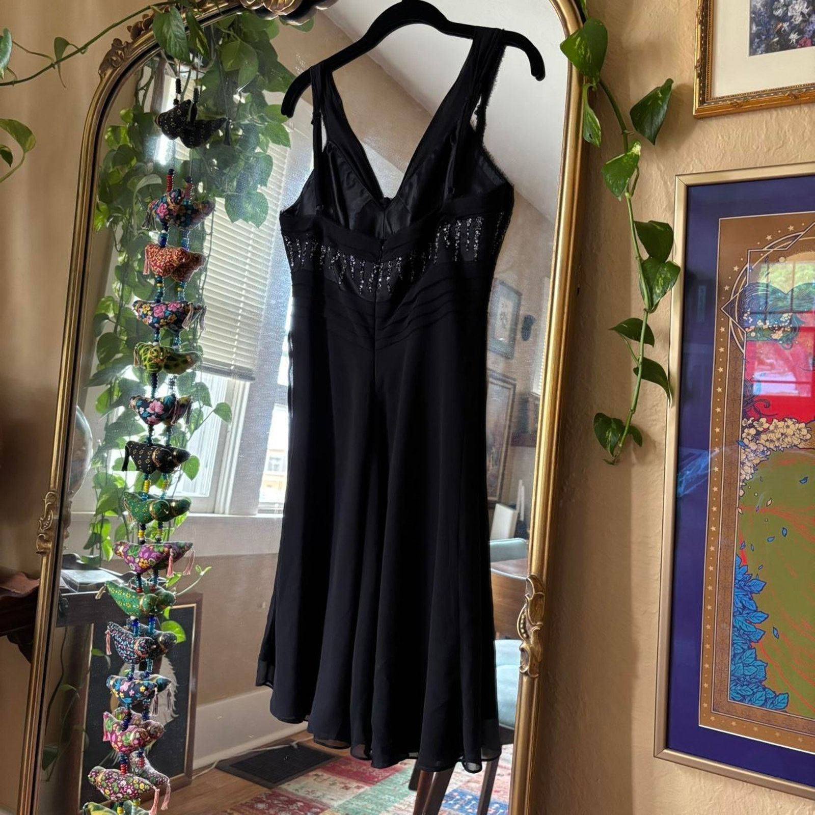 Bcbgmaxazria Vintage BCBG Maxazria Y2K Silk Beaded Little Black Dress 6 Size M / US 6-8 / IT 42-44 - 6 Thumbnail