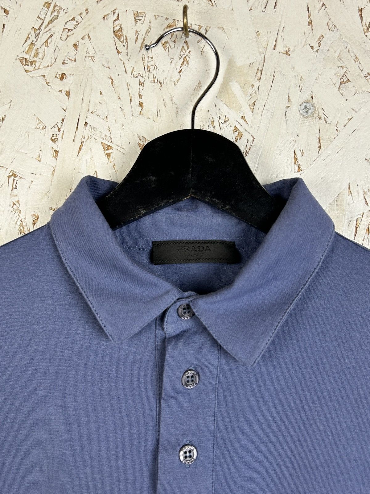 Prada Prada SS19 Nylon Pocket Collared Polo Long Sleeve Blue M Size US M / EU 48-50 / 2 - 5 Thumbnail