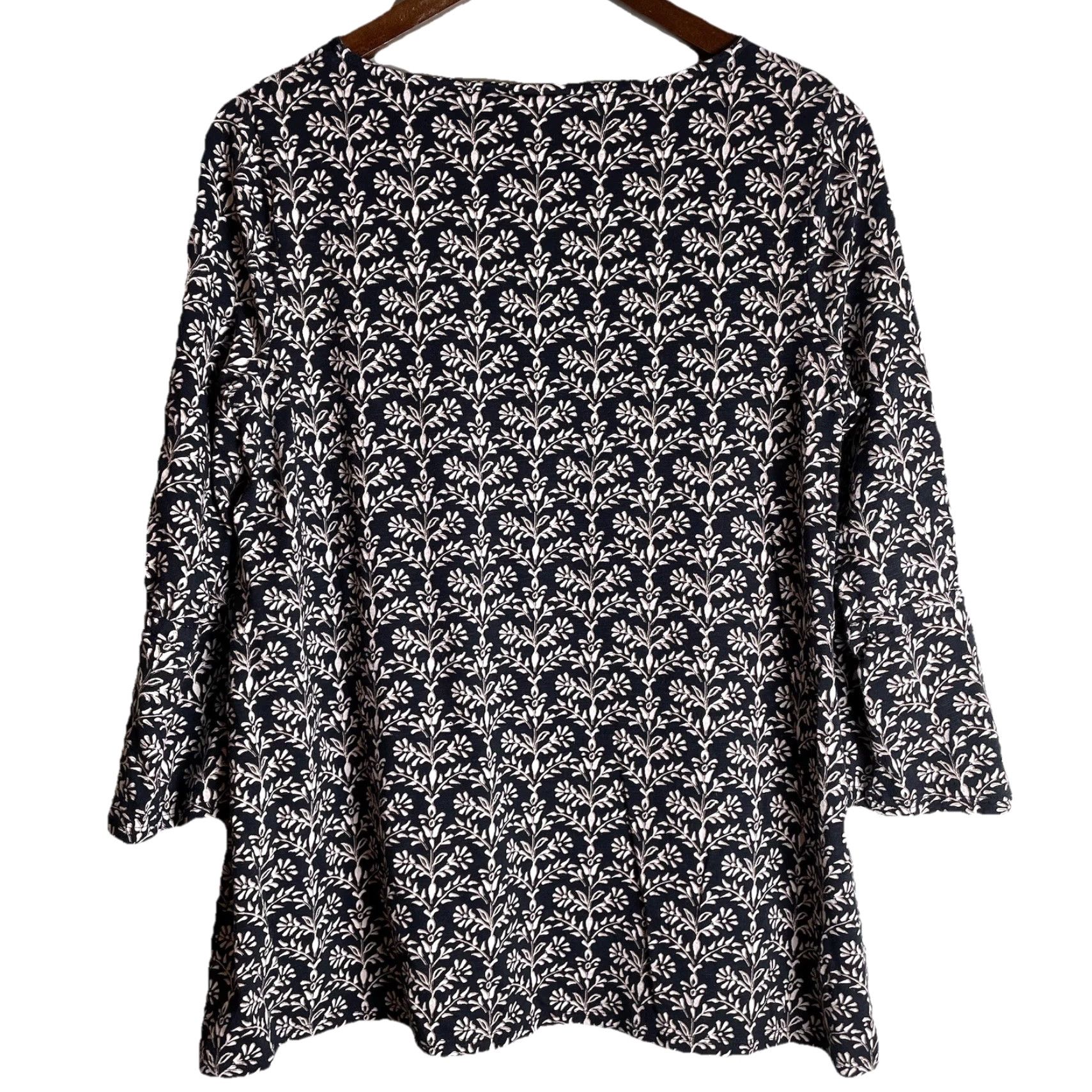 J. Jill J Jill Blouse Shirt Bell Sleeve Knit Cotton Modal Spandex Black M Regular Womens Casual Travel Workwear Comfortable Stretch Size M / US 6-8 / IT 42-44 - 5 Thumbnail