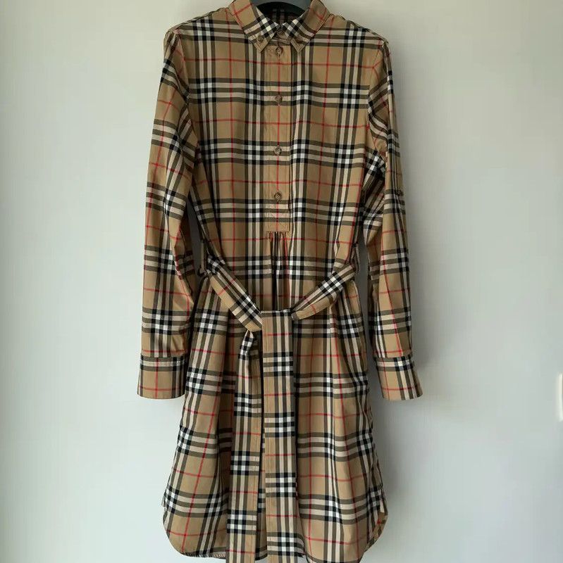Burberry Burberry Cotton Check Long Sleeve Dress Size XS / US 0-2 / IT 36-38 - 1 Thumbnail