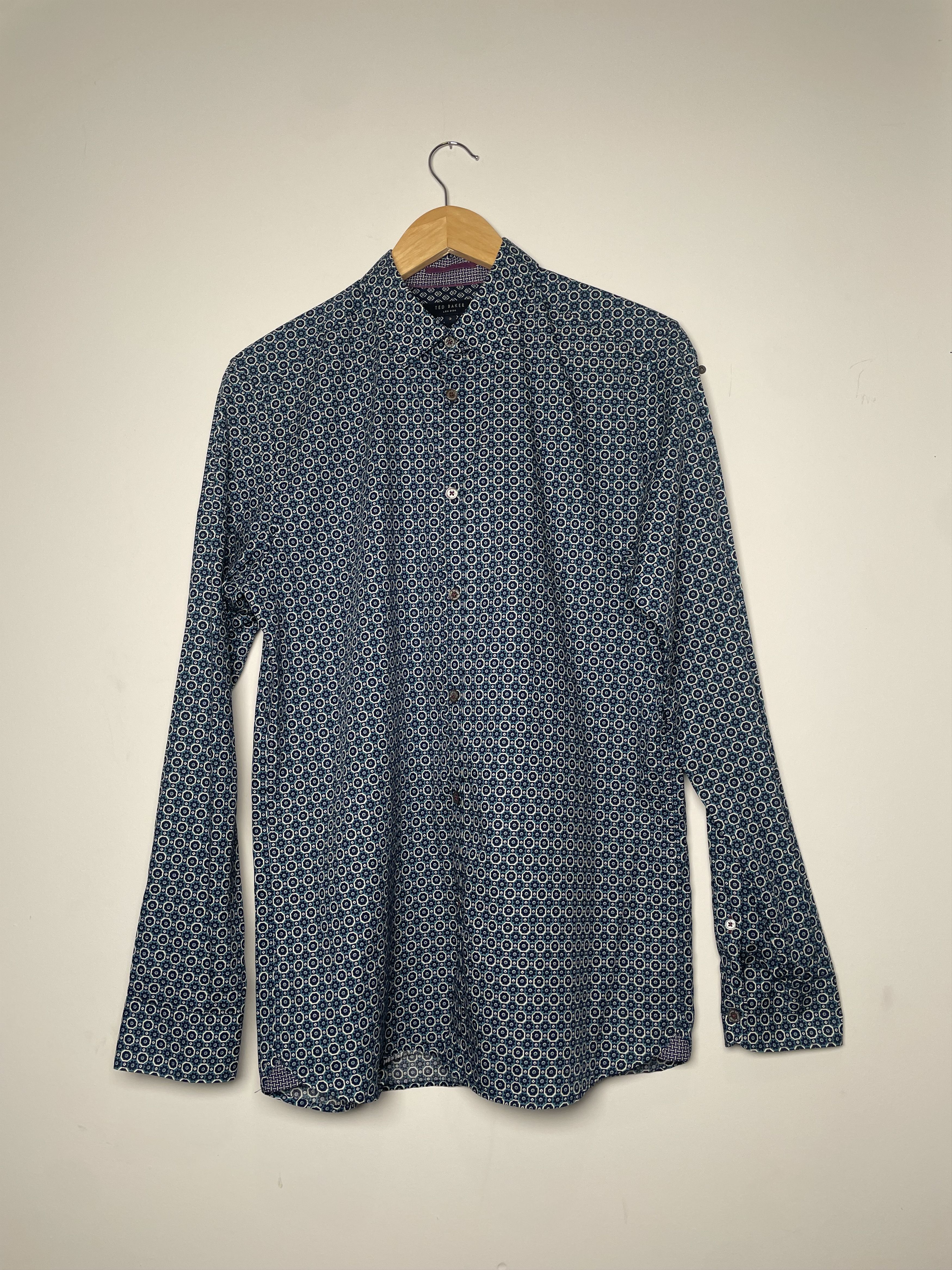 Ted Baker Ted Baker London Teal Geometric Print Shirt Size 3 M Size US M / EU 48-50 / 2 - 1 Thumbnail