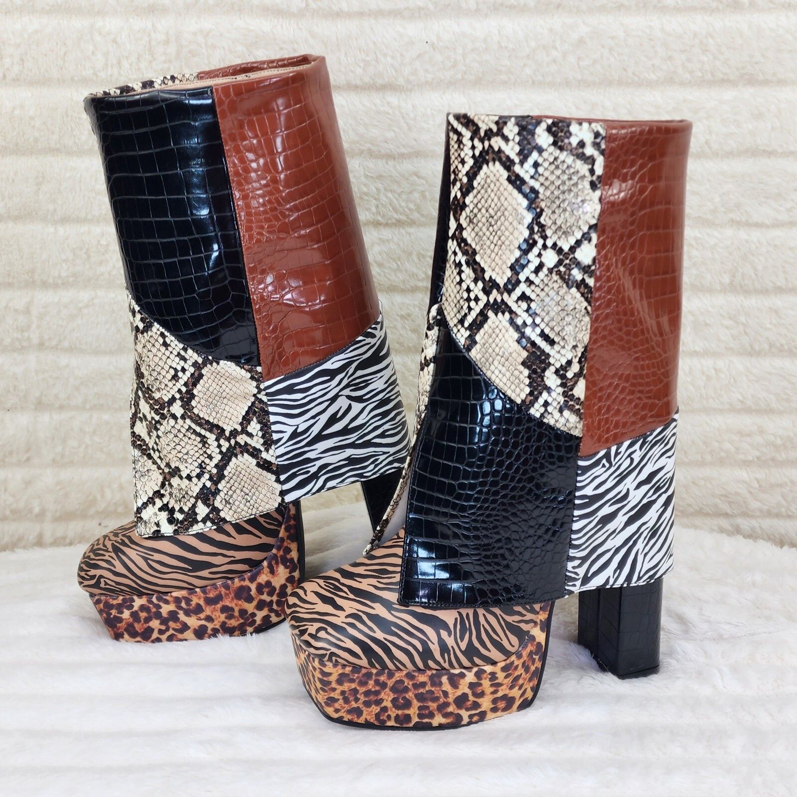 Other Riches Animal Print Block Skirted Chunky Heel Pull On Platfo Size US 6 / IT 36 - 2 Thumbnail