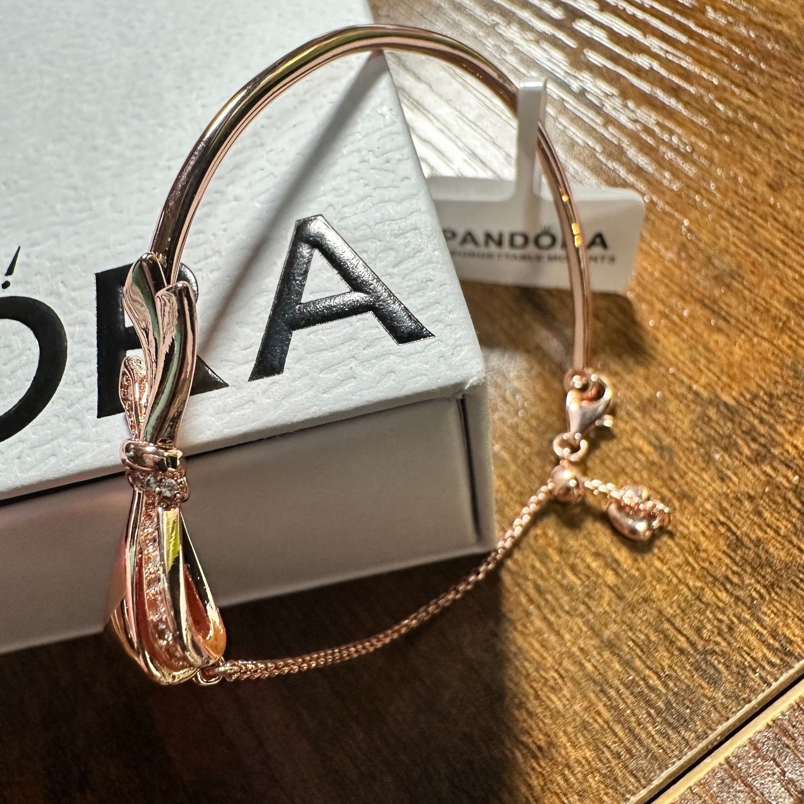 pandora Authentic Pandora Rose Gold Brilliant Bow Bracelet Bangle, S Size ONE SIZE - 6 Thumbnail