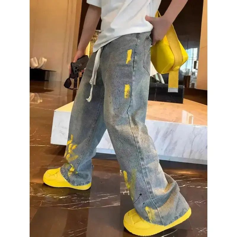 Japanese Brand Retro loose straight leg printed jeans Size US 32 / EU 48 - 2 Thumbnail