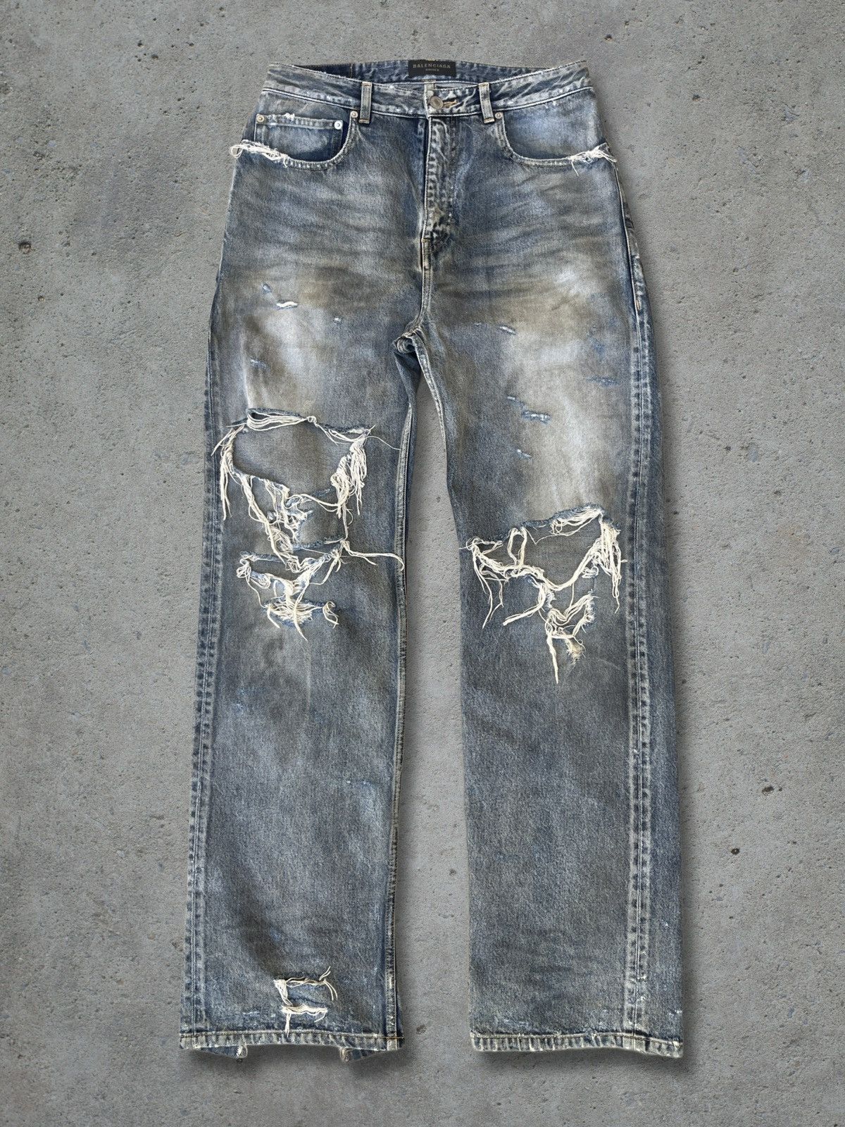 Balenciaga Balenciaga SS22 Oil Spill Mudwash Slim Fit Denims Size US 31 - 1 Thumbnail