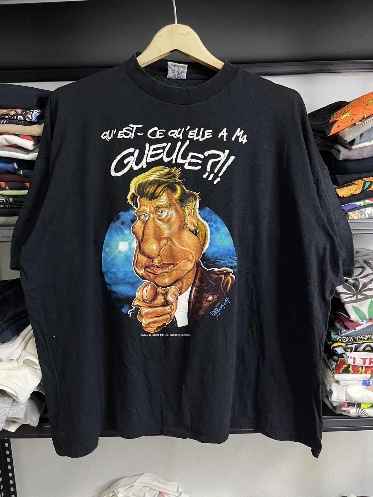 Vintage RARE VINTAGE 96 Johnny Hallyday French Rock F.Dubois Art Tee Size US XL / EU 56 / 4 - 1 Thumbnail