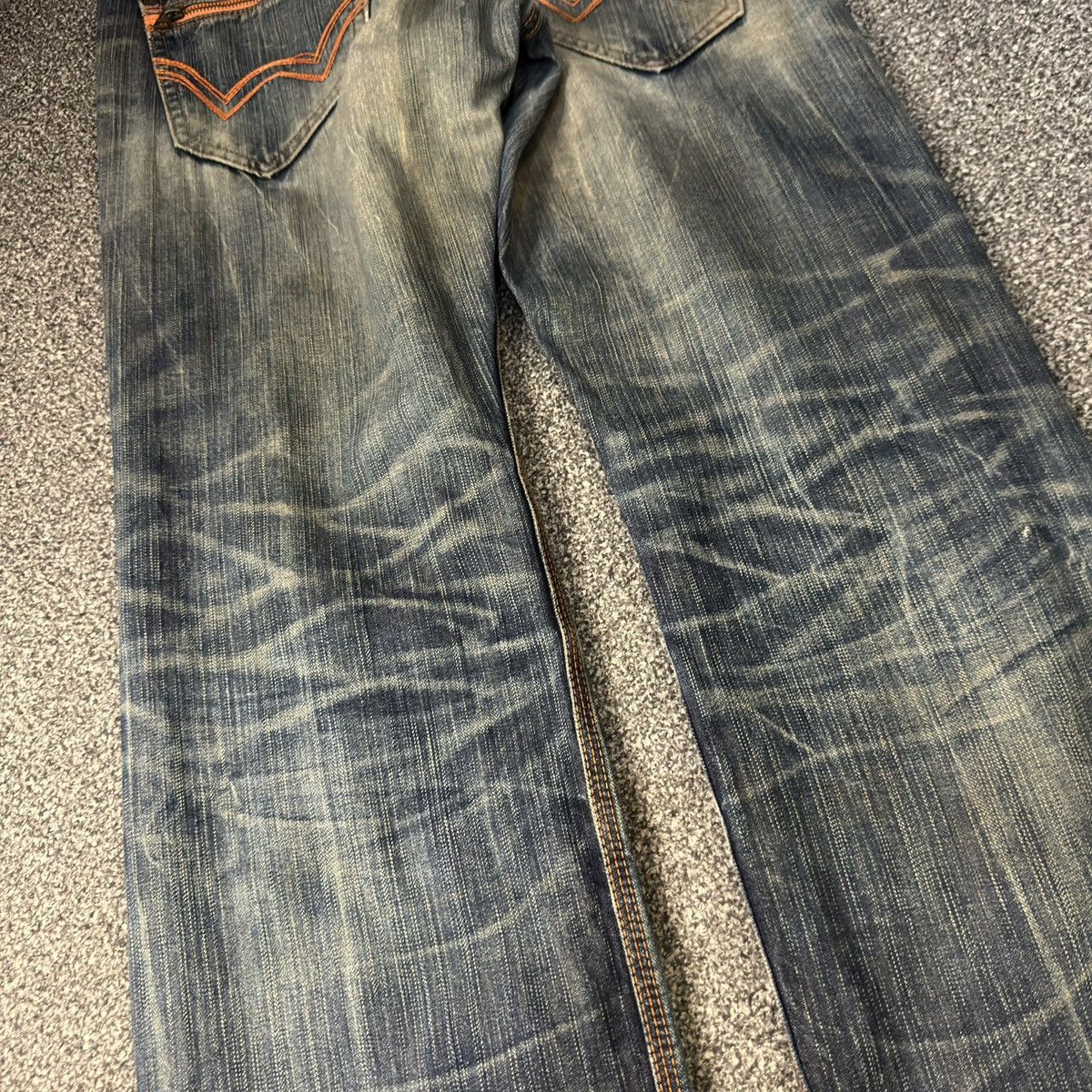 Seditionaries Vintage y2k Baggy Edwin 424XV Orange Stich Distressed Denim Size US 32 / EU 48 - 11 Thumbnail