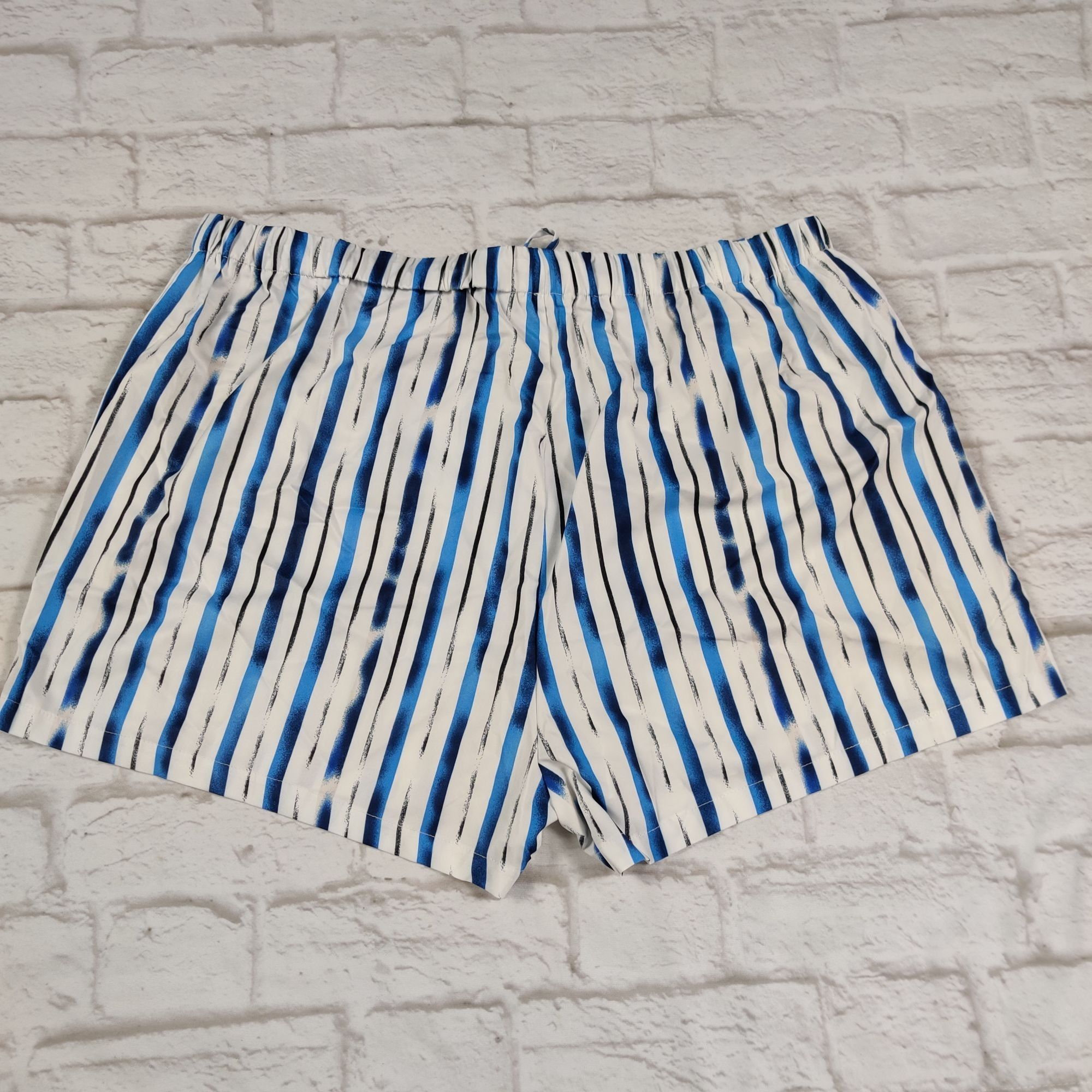 Shein SHEIN Plus Size Womens Shorts High Rise Summer Blue White St Size 42" / US 20 - 2 Thumbnail