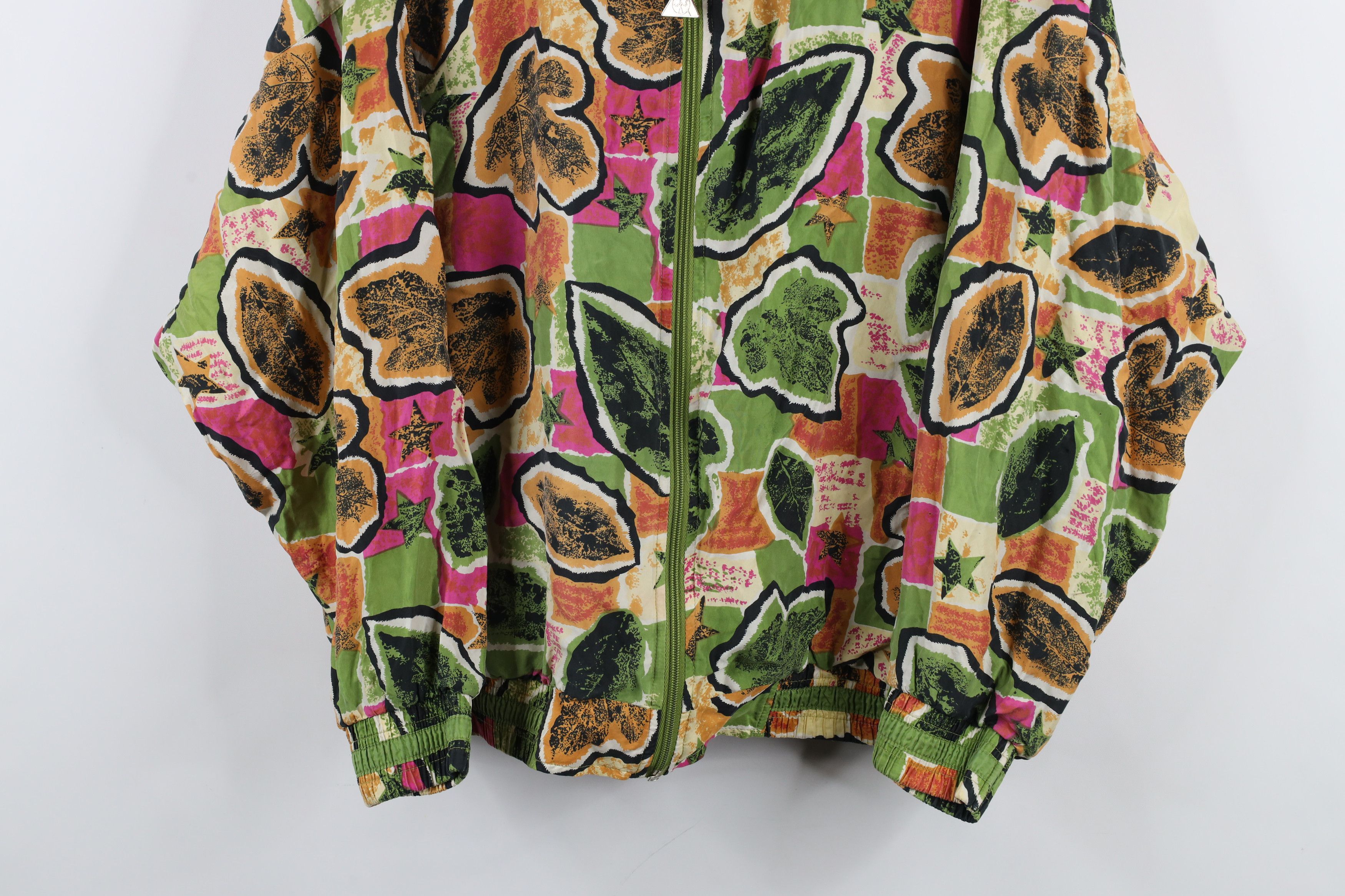 Vintage Vintage 90s Streetwear Leaf Silk Full Zip Bomber Jacket Size XXL / US 16-18 / IT 52-54 - 3 Thumbnail