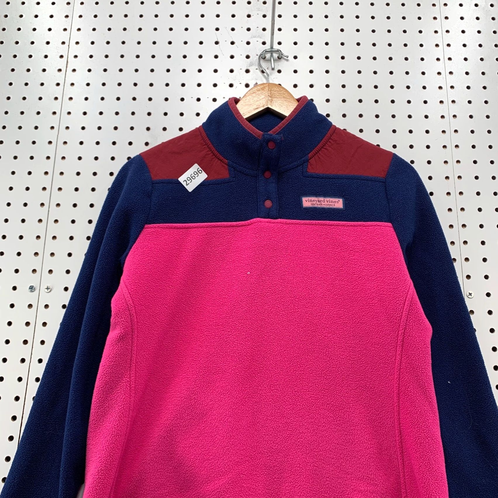 Vineyard Vines VINEYARD VINES Sweater - 1/4 Snap Fleece Pullover Womens XS Pink Blue Color Block Knit, Long Sleeve, Collared, 20x23.5 Size XS / US 0-2 / IT 36-38 - 5 Thumbnail