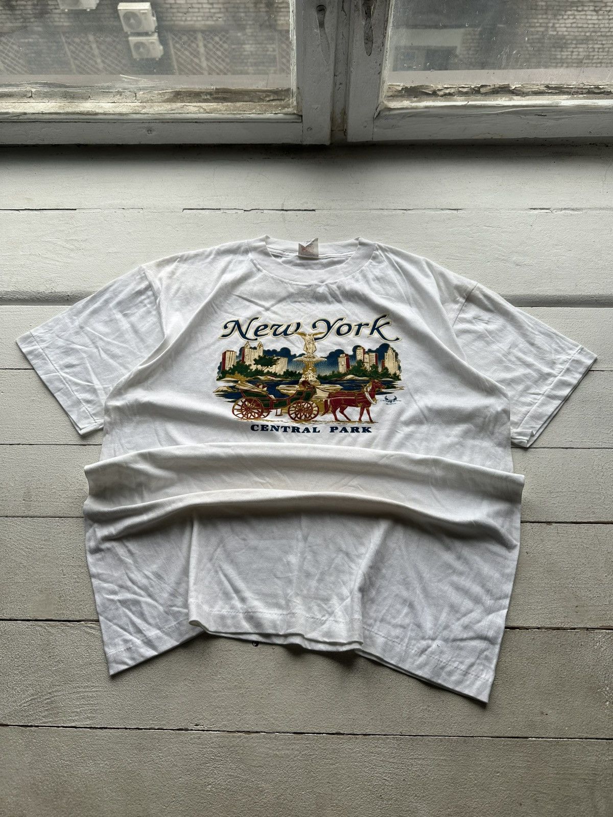 Vintage 🚨USA NEW YORK CENTRAL PARK BIG LOGO Y2K SINGLE STITCH Size US XL / EU 56 / 4 - 1 Thumbnail