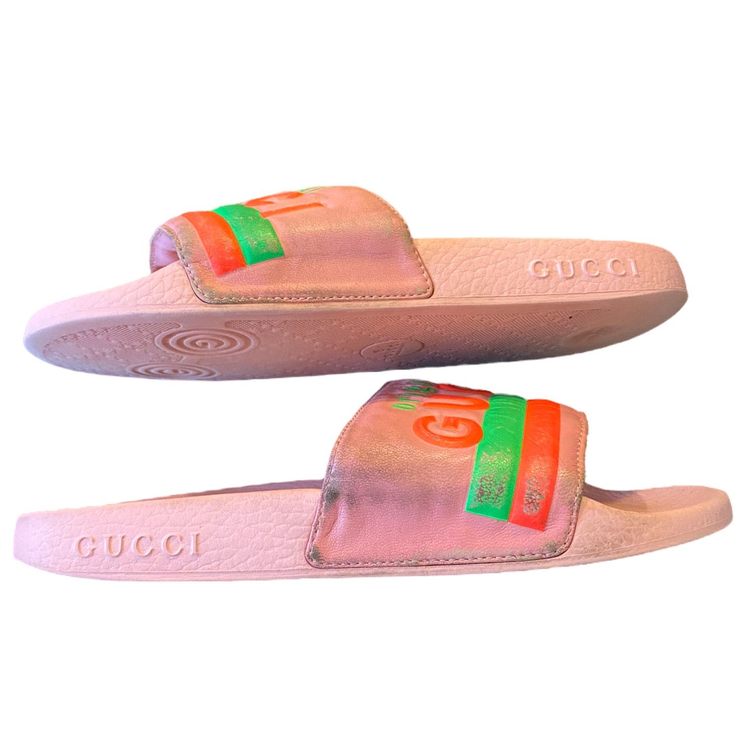 Auth Gucci Limited Edition Neon Pink Pool Beach Slides 6