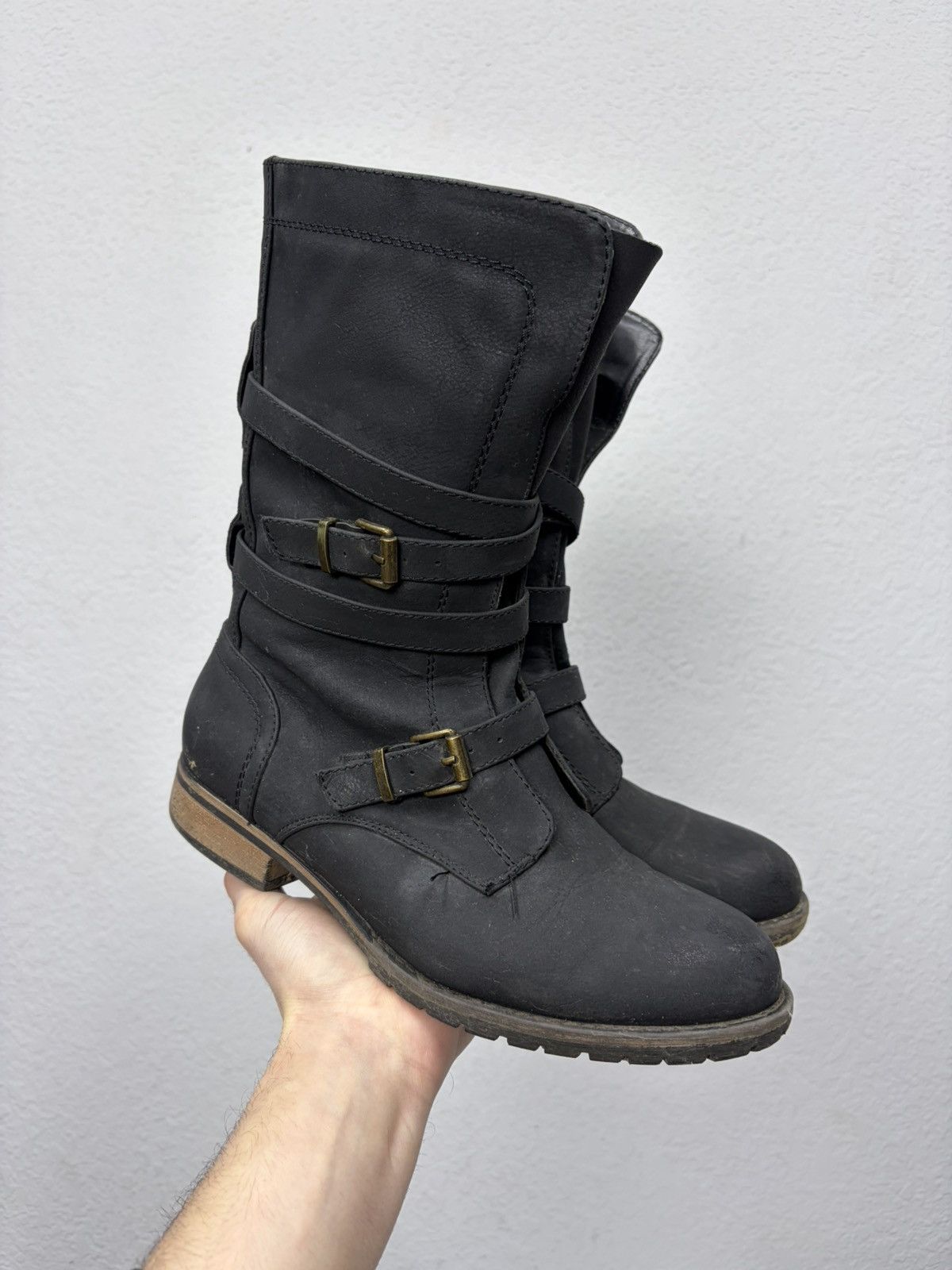 If Six Was Nine Vintage Italian AS 98 Rick Owens Style Leather Biker Boots Size US 8 / EU 41 - 2 Thumbnail