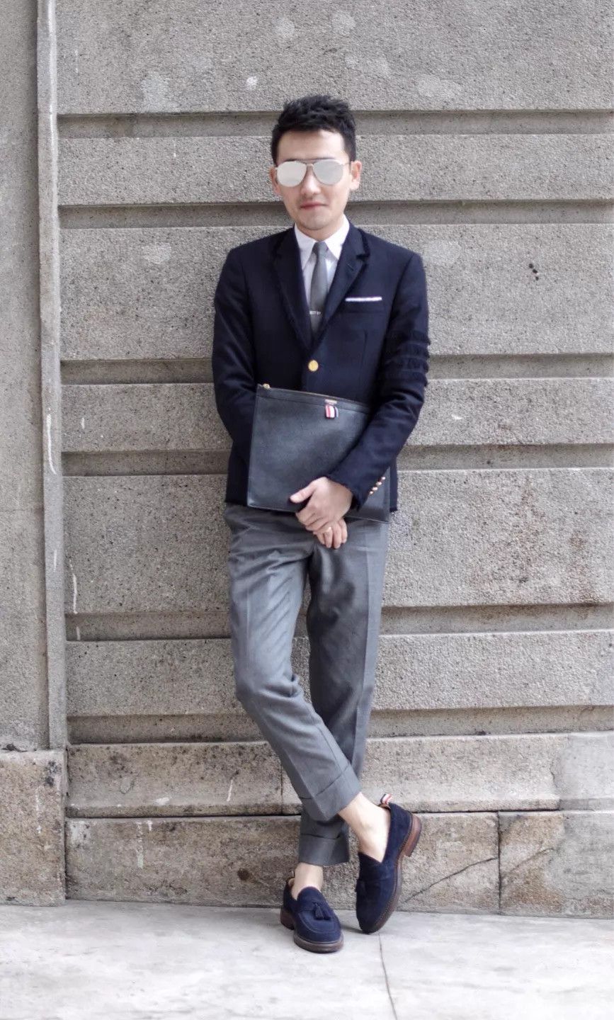 Thom Browne THOM BROWNE Navy Fringe 4-Bar Slim Blazer Size US M / EU 48-50 / 2 - 7 Thumbnail