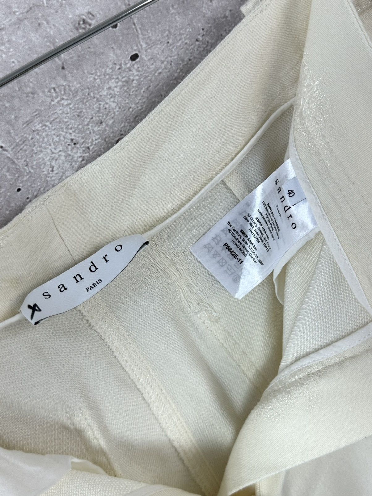 Sandro Sandro Ivory Distressed Cotton Pants Size 30" / US 8 / IT 44 - 6 Thumbnail