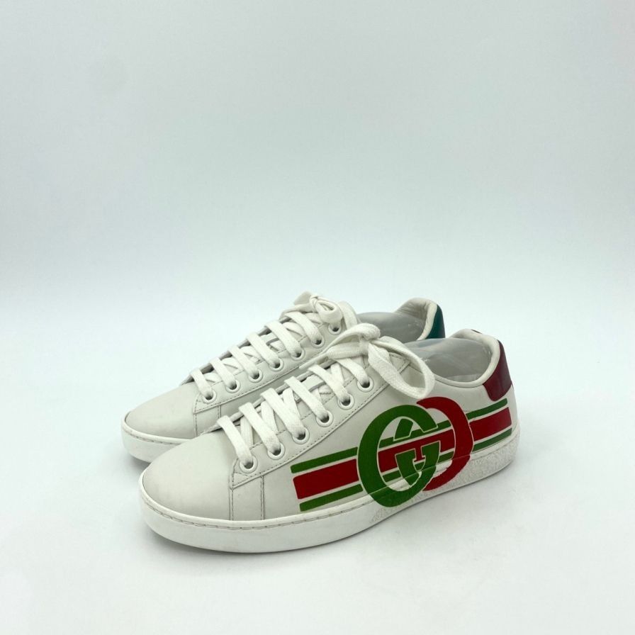 Gucci [Gucci] Interlocking GG Low-Top Lace-Up Sneakers 34.5 White Size US 4 / IT 34 - 1 Thumbnail