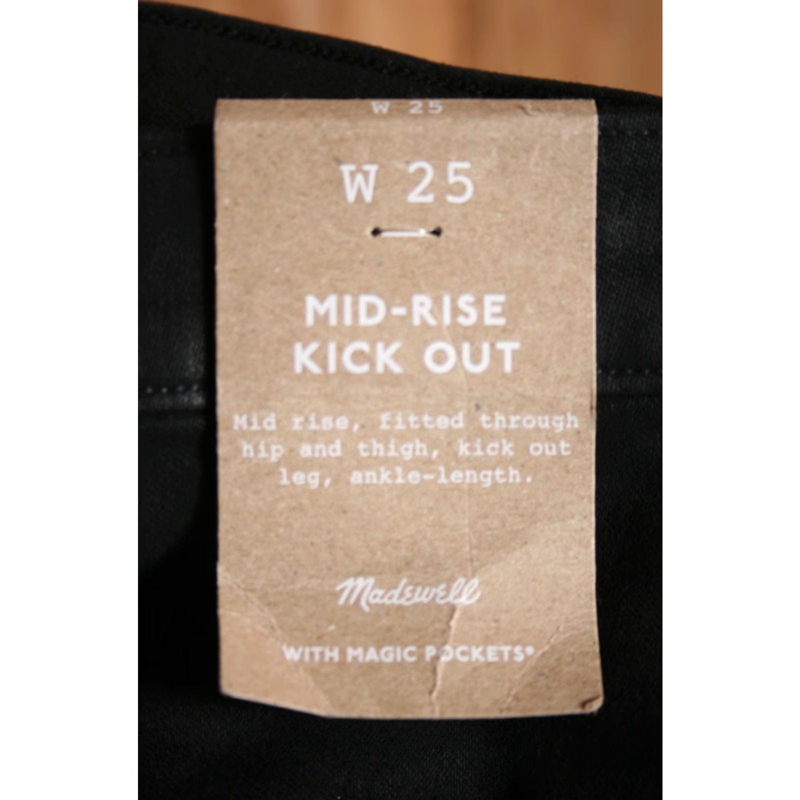 Madewell MADEWELL Mid-Rise Kick Out Black Stretch Wax Coated Bootcut Ankle Jeans Sz. 25 Womens Size 42" / US 20 - 6 Thumbnail