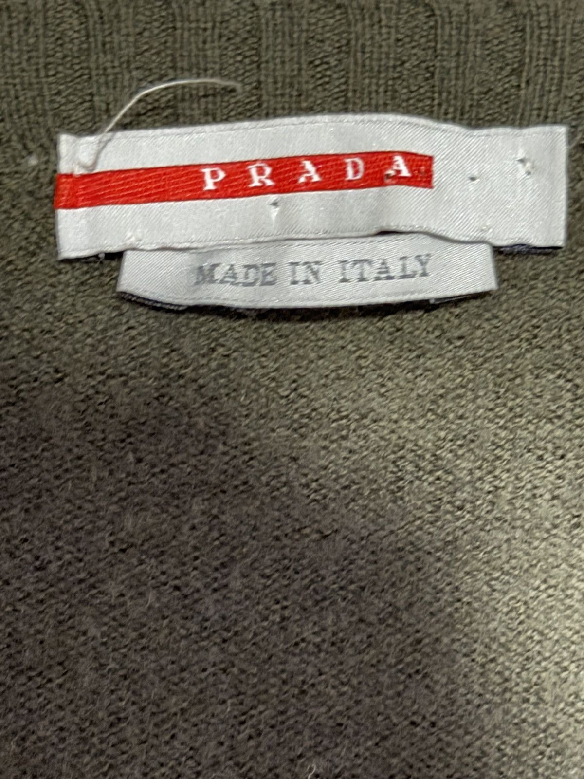 Designer × Prada Green & Khaki Prada Argyle Knit Sweater Size US L / EU 52-54 / 3 - 3 Thumbnail