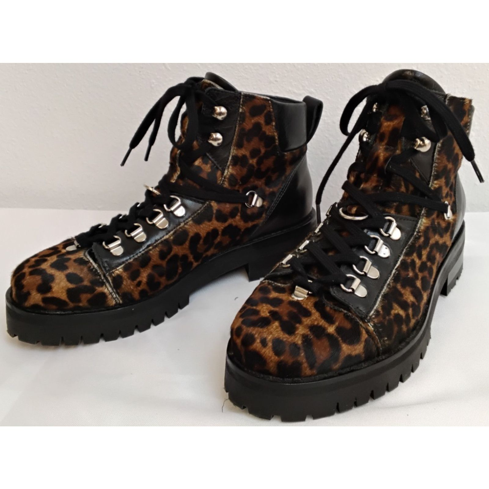 Allsaints All Saints Lia Leopard Combat Boots Women's 37 Calf Hair Size US 6.5 / IT 36.5 - 3 Thumbnail