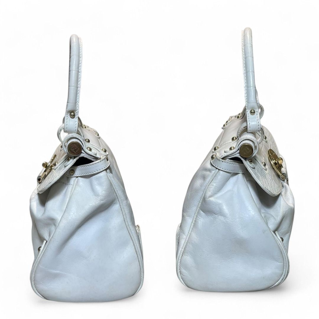 Fendi Fendi - Selleria White Leather Handbag Shoulder Bag Charm Size ONE SIZE - 5 Thumbnail
