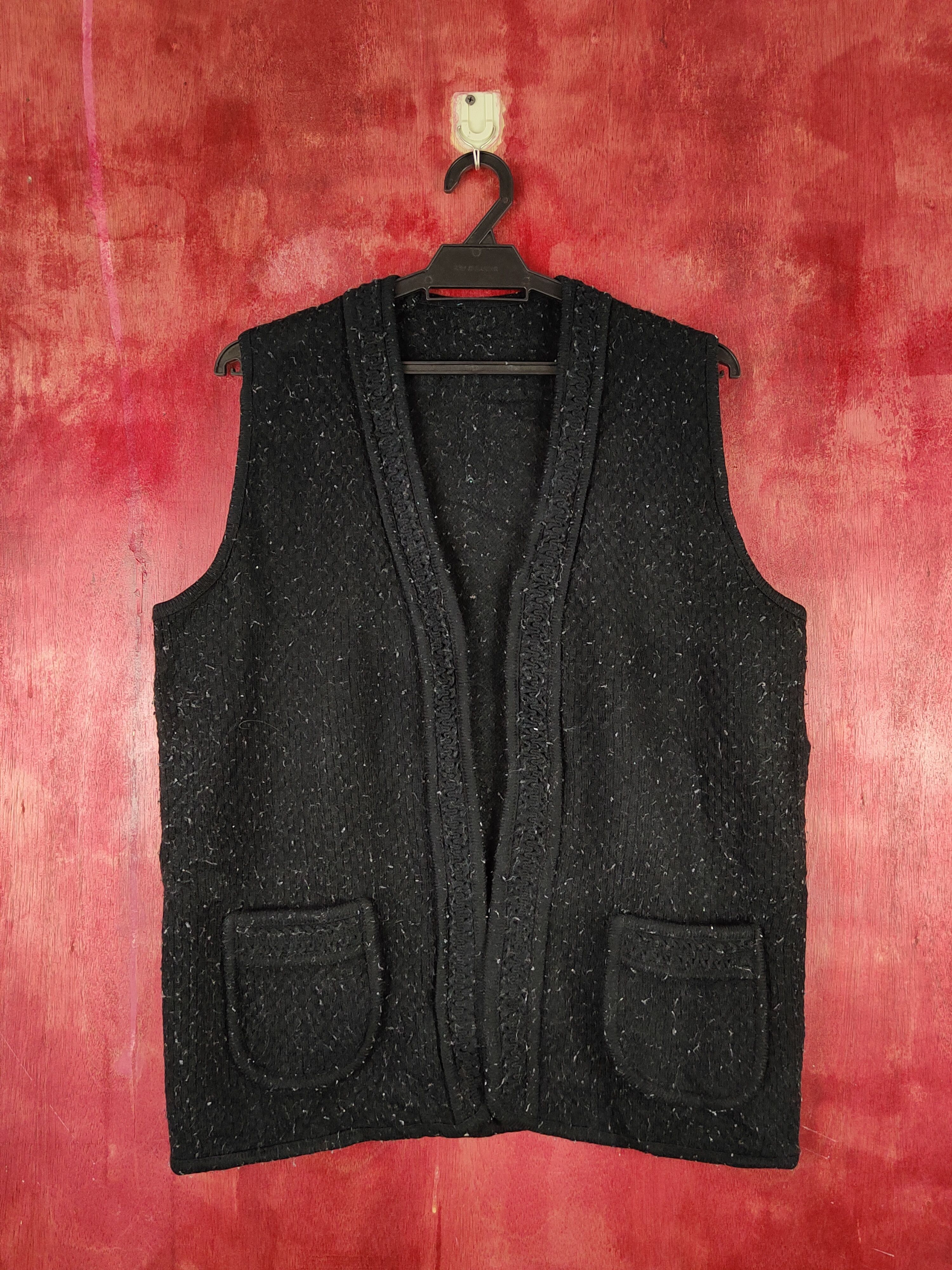 Homespun Knitwear × Japanese Brand × Vintage Japanese Brand vintage fleece Black Knitwear Vests #S1363 Size US L / EU 52-54 / 3 - 1 Thumbnail