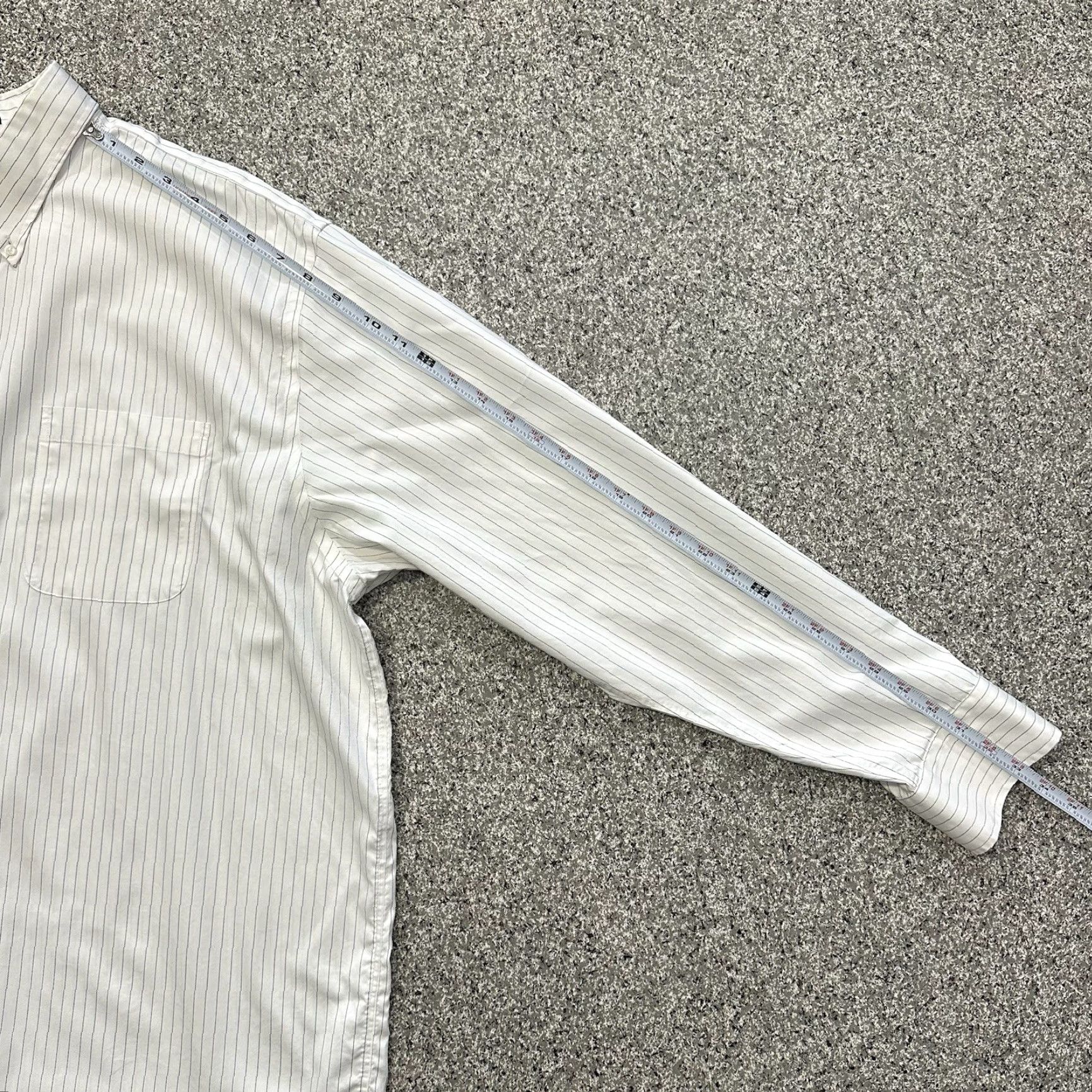 Lands' End Lands' End Button Down Shirt Mens 18.5 37 White Non-Iron Supima Cotton Pinpoint Striped Long Sleeve Dress Shirt Mens XS-XL Size US XXL / EU 58 / 5 - 6 Thumbnail