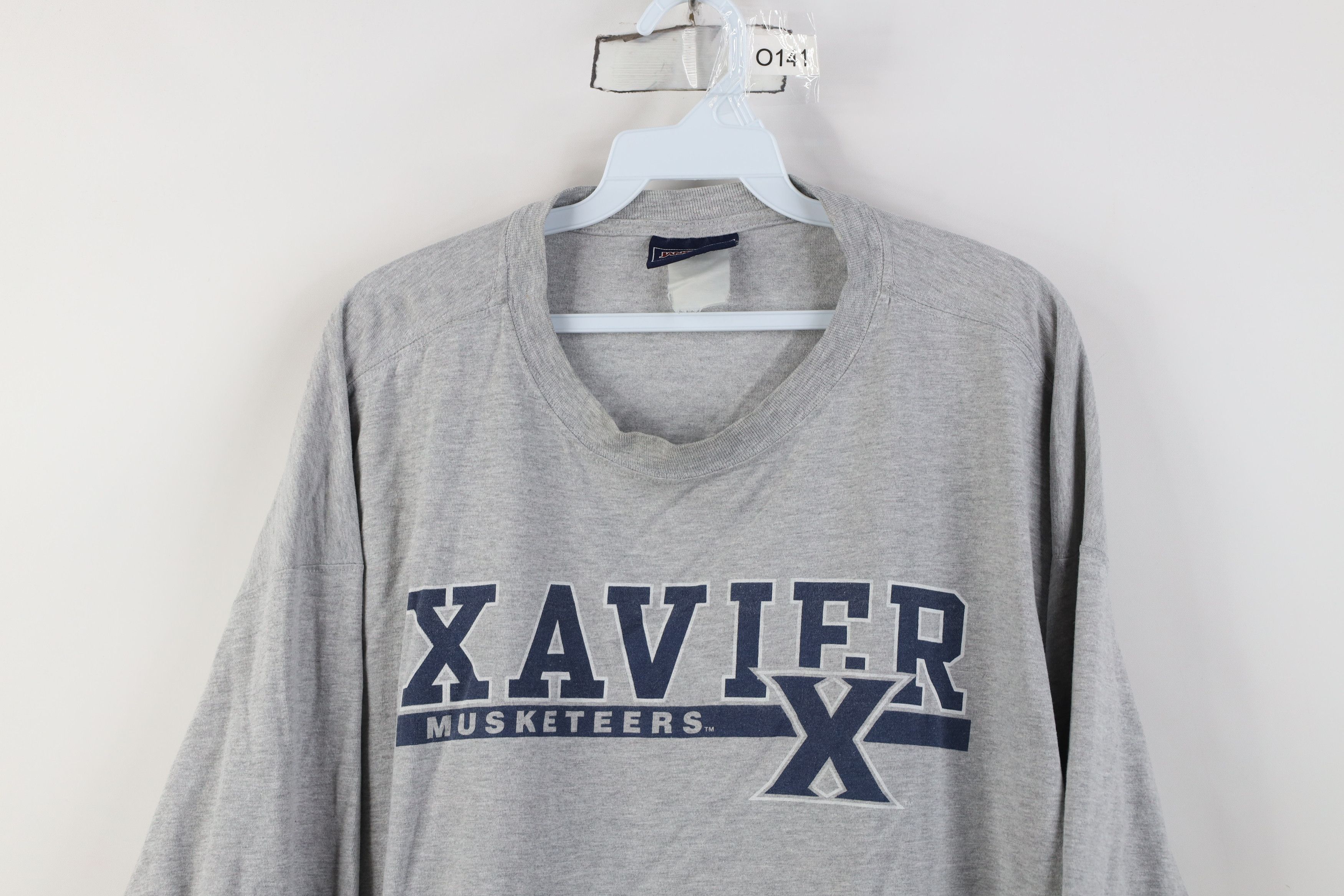 Vintage Vintage 90s Xavier University Long Sleeve T-Shirt Gray Size US XXL / EU 58 / 5 - 2 Thumbnail