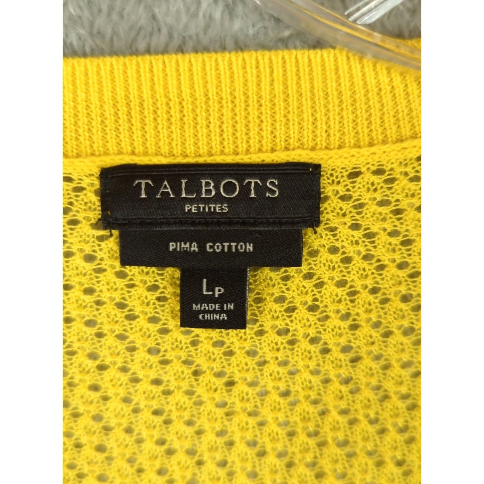 Talbots Talbots Cardigan Sweater L Petite Yellow Open-Knit 3/4 Sleeve Button Cotton Lightwight Lightweight Spring Summer Women Mens? Size L / US 10 / IT 46 - 2 Thumbnail