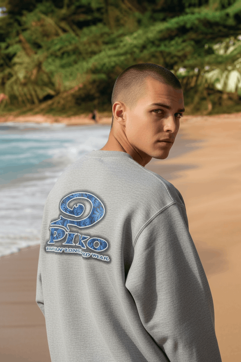 Vintage PIKO Big Logo Hawaiian Longboard Surf Aloha Sweatshirts Size US L / EU 52-54 / 3 - 1 Thumbnail