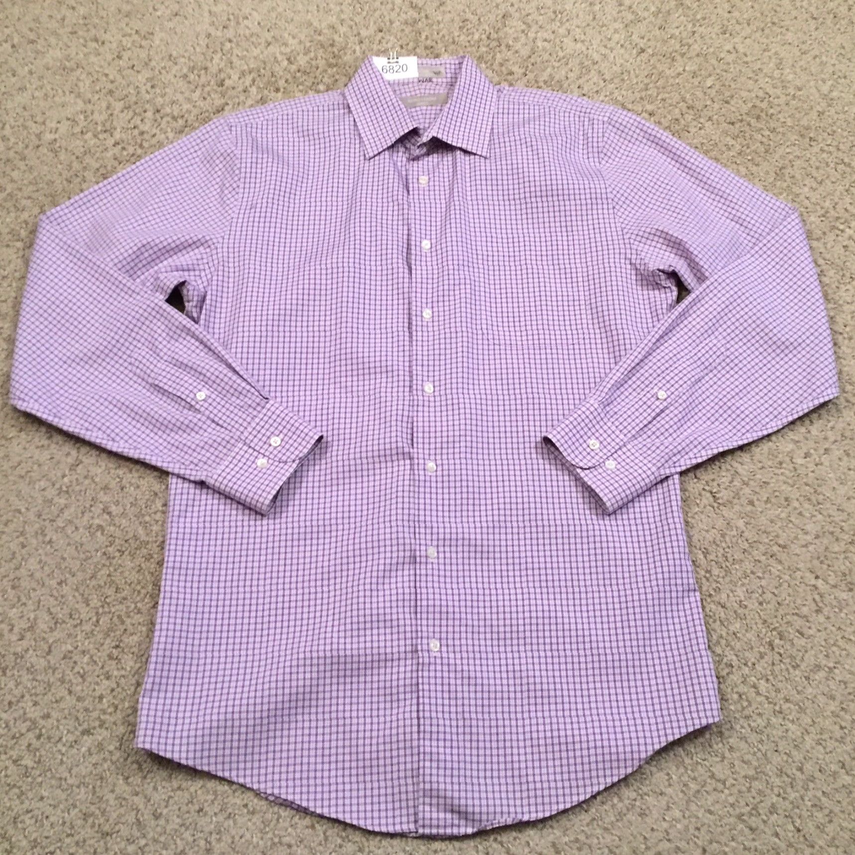Nordstrom Nordstrom Shirt Mens 15.5 Trim Fit Purple Plaid Long Sleeve Button Up Size US L / EU 52-54 / 3 - 2 Thumbnail