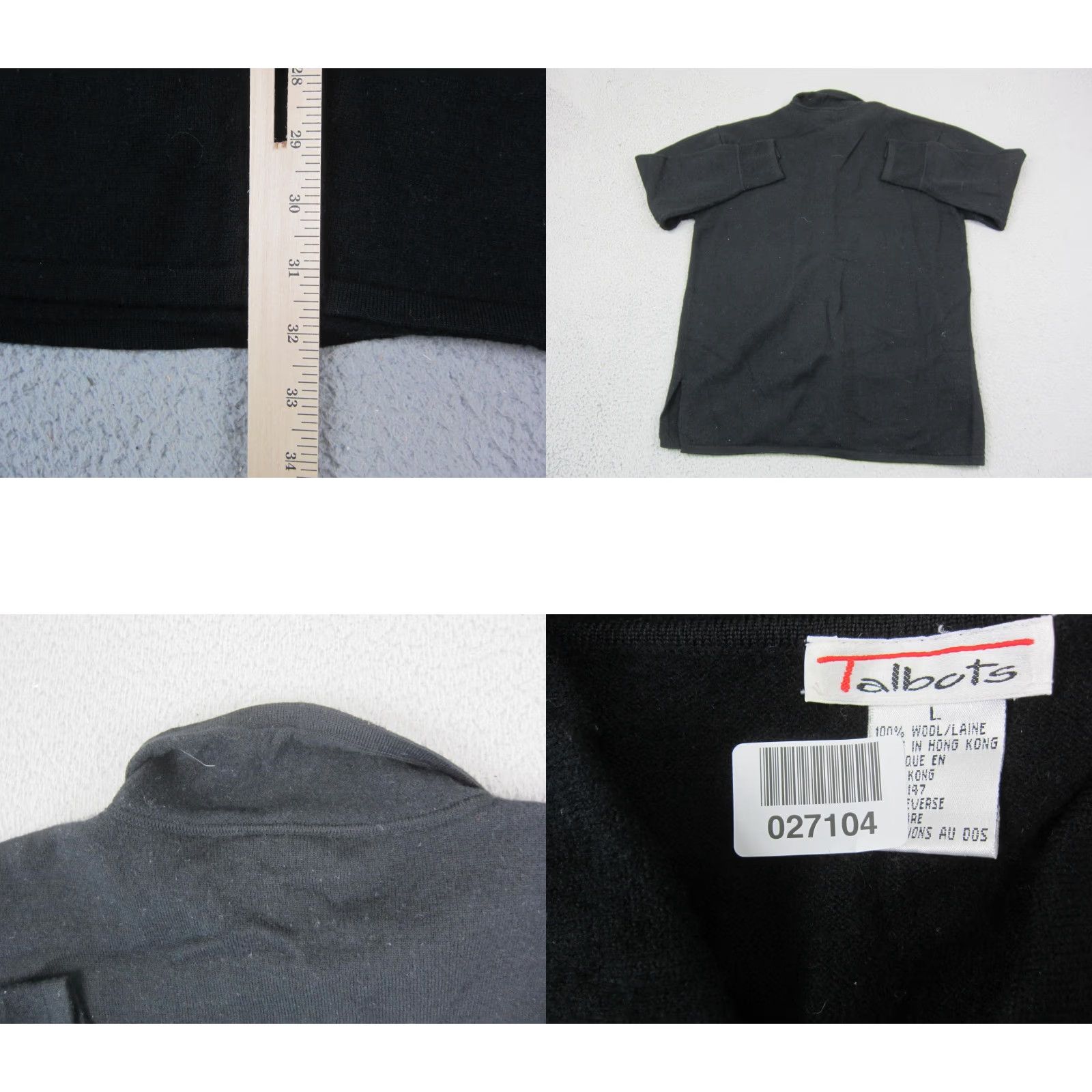 Talbots VINTAGE Talbots Cardigan Sweater Womens L Black 100% Wool Button Front 90s FW Women Mens Size L / US 10 / IT 46 - 8 Thumbnail