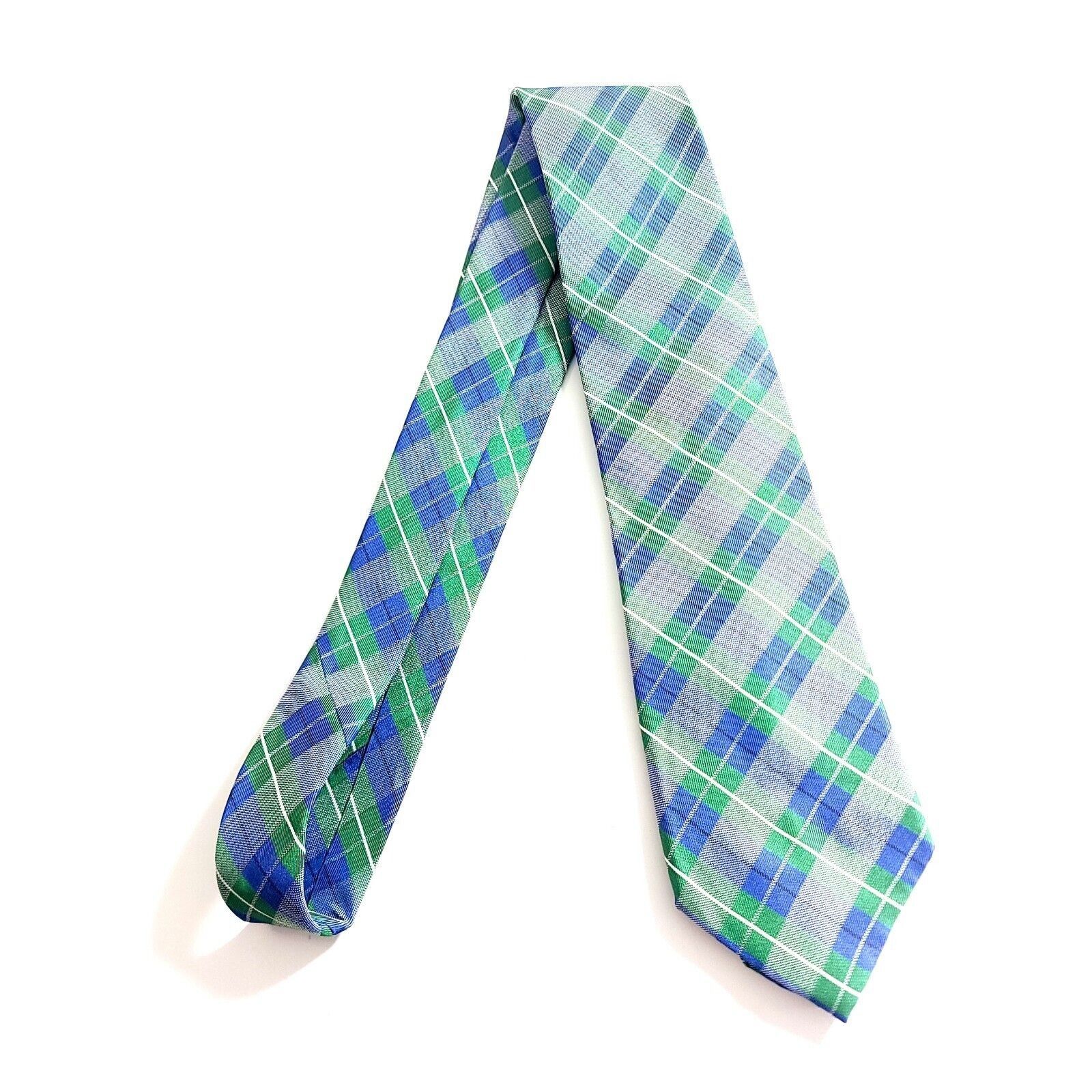 Chaps Chaps Green Blue Woven Plaid Silk Tie Size ONE SIZE - 6 Thumbnail
