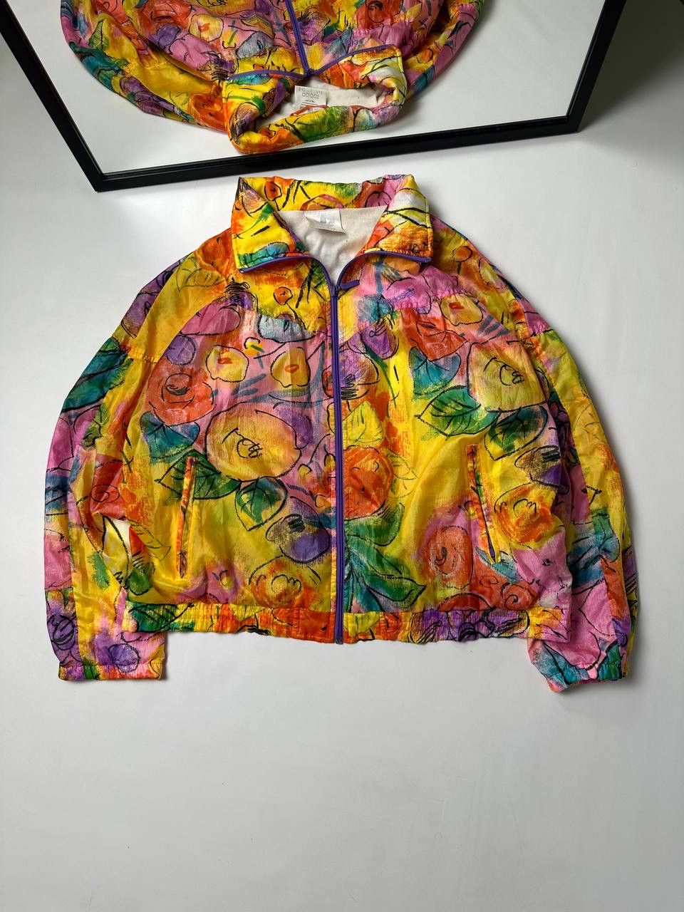 Adidas 🔥Rare Floral Abstract Windbreaker Jacket 90’s All Printed Size US M / EU 48-50 / 2 - 1 Thumbnail