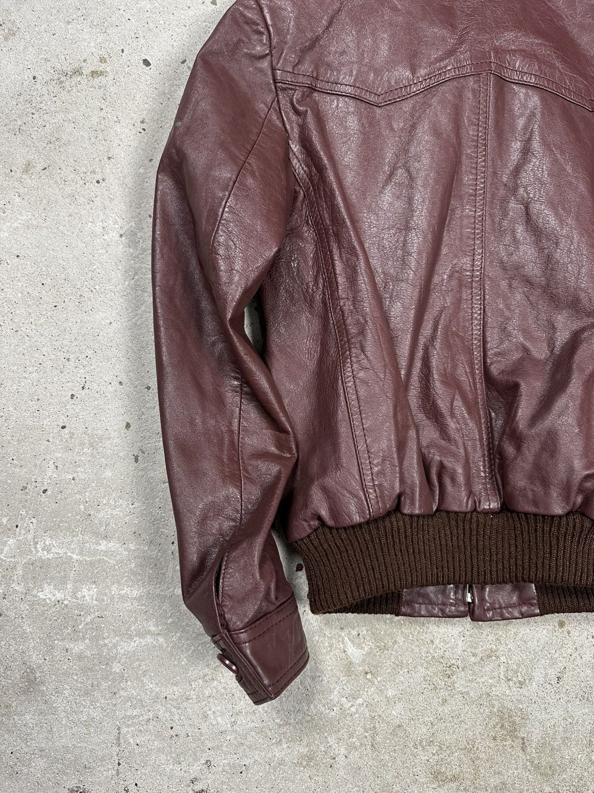Other Vintage 90s Burgundy Genuine Leather Bomber Utility Jacket Size US XS / EU 42 / 0 - 10 Thumbnail