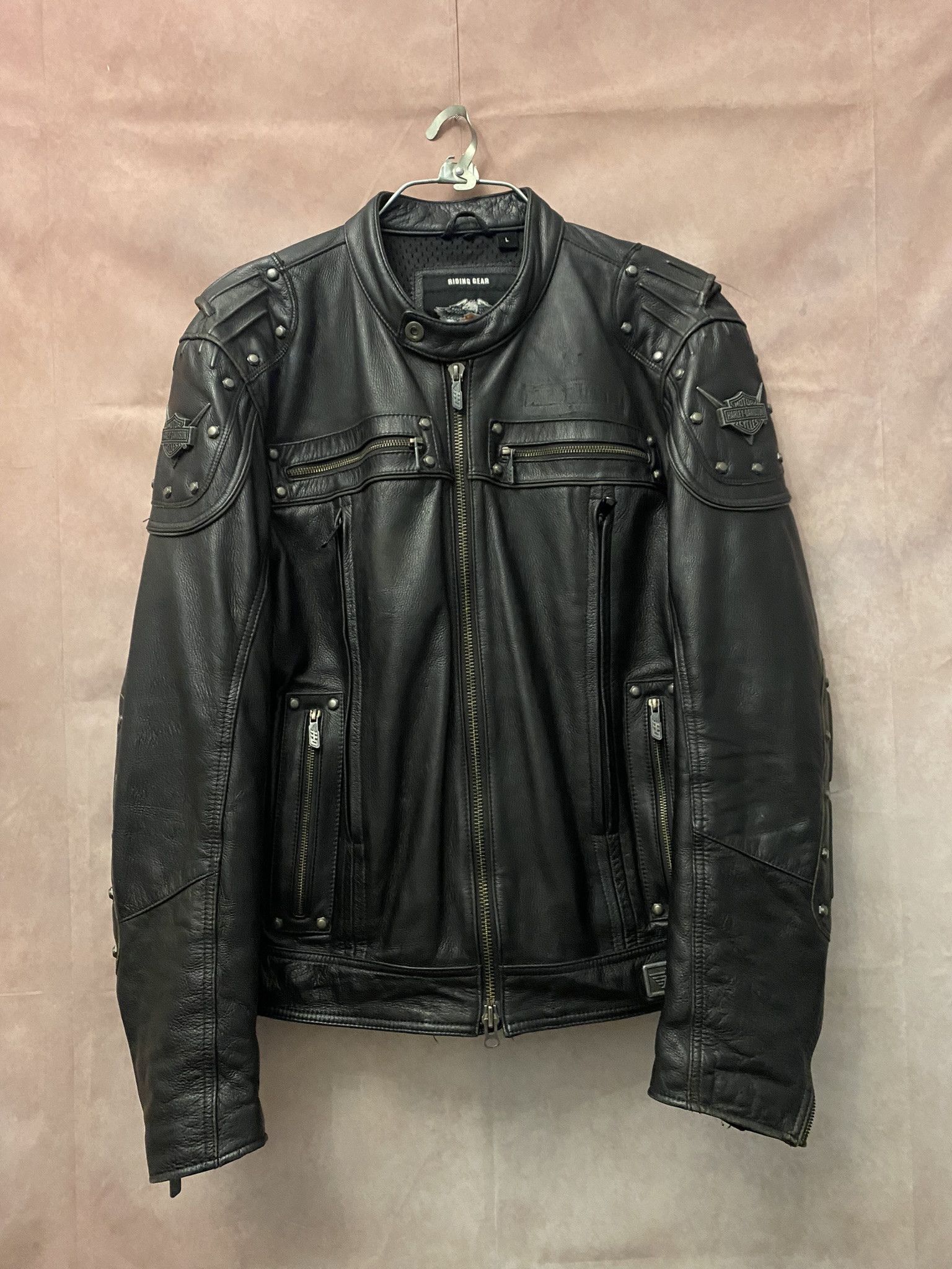 Harley Davidson × Leather × Vintage Harley Davidson Leather Biker Jacket Motorcycle Full Zip Size US L / EU 52-54 / 3 - 1 Thumbnail
