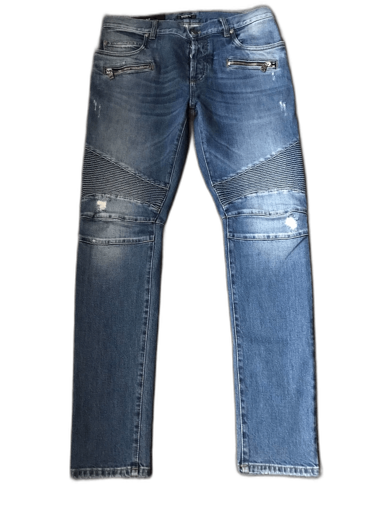 Balmain Balmain Classic Motorcycle Slim Denim Pants Size US 33 - 1 Thumbnail
