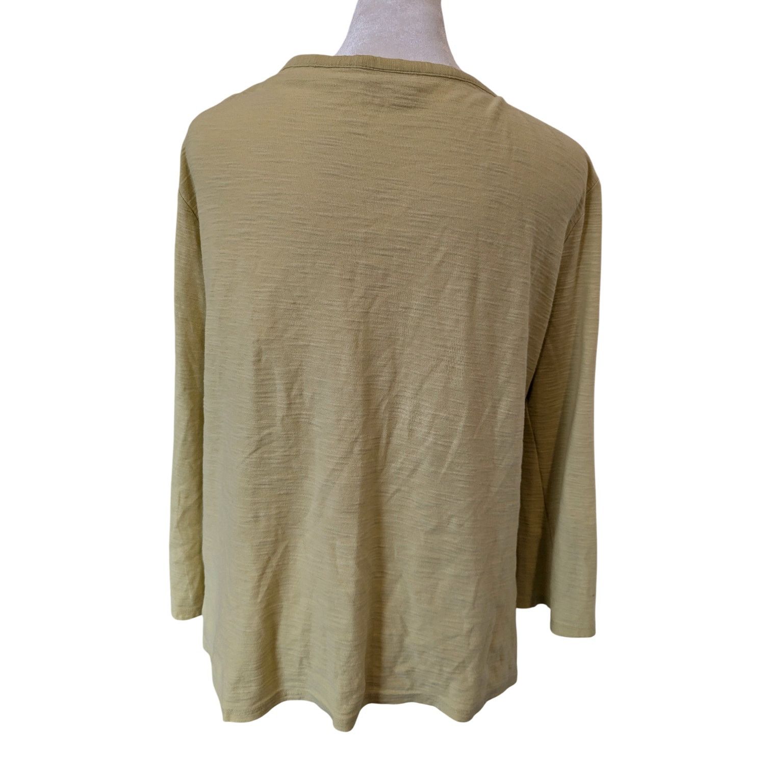 J. Jill J. Jill Yellow Slub Cotton Button Up Cardigan Large Size L / US 10 / IT 46 - 3 Thumbnail