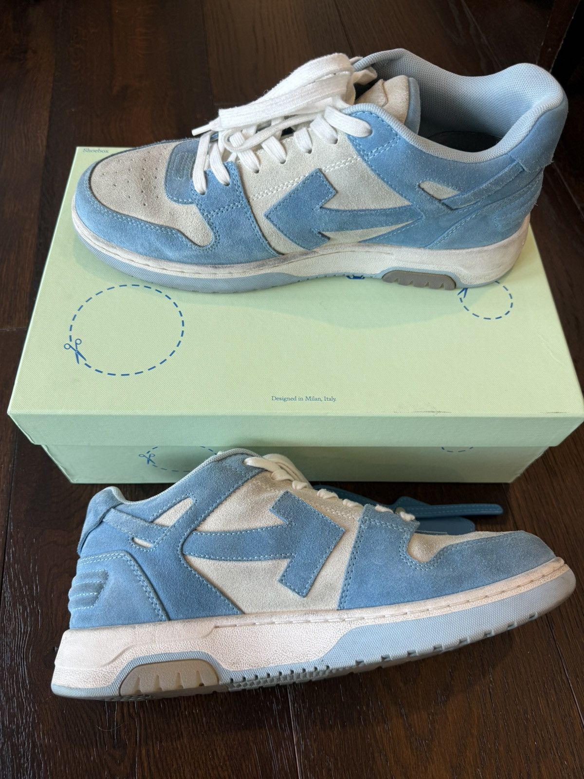 Off-White Off-White Out Of Office Suede Blue Sneakers Size US 10 / EU 43 - 6 Thumbnail
