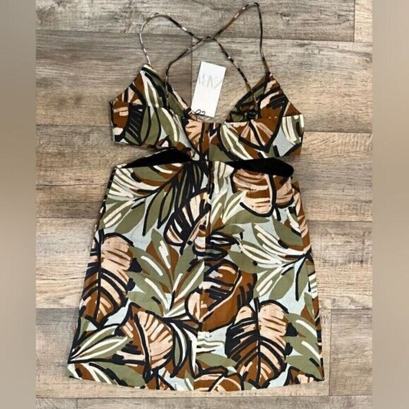ZARA Linen Cut Out Mini Dress NWT