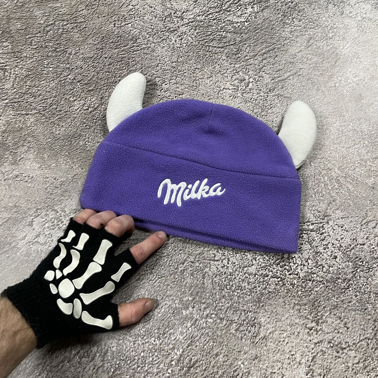 Vintage Vintage 90s Milka Purple Beanie Mohair Knit Ski Hat Skate OS Size ONE SIZE - 3 Thumbnail