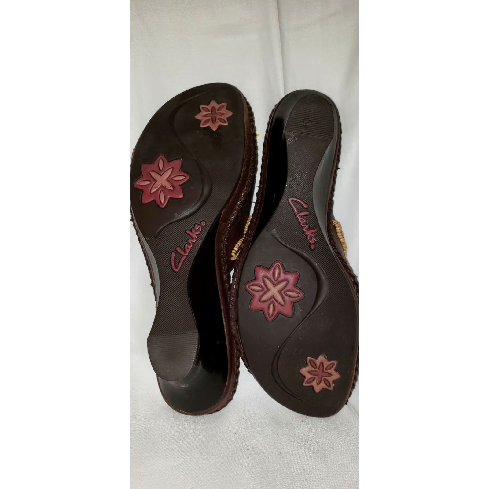Clarks Clark Artisan Women's Wedge Sandal Brown with Beading Model 6422 US 7 M Womens Size US 7 / IT 37 - 6 Thumbnail