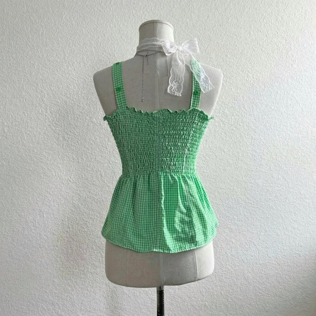 Handmade Handmade green gingham cottagecore blouse, peasant, milkmaid Size S / US 4 / IT 40 - 3 Thumbnail