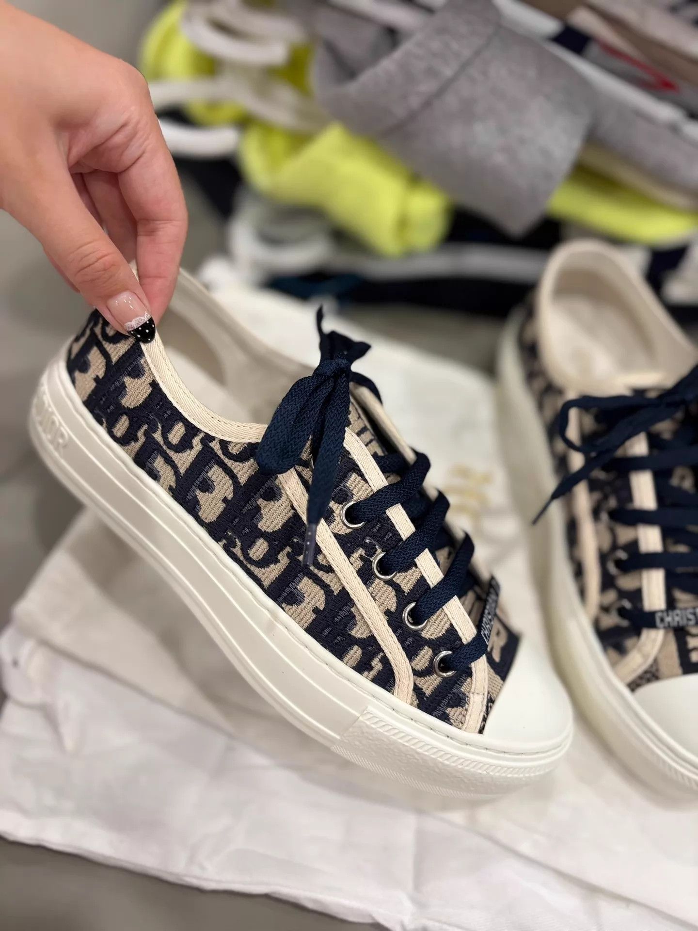 Dior Dior Navy Blue All-Over Logo Embroidered Sneaker 35 Size US 4.5 / IT 34.5 - 2 Thumbnail