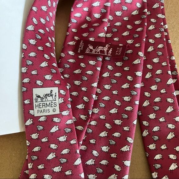 Hermes Hermes 5563MA Counting Sheep Printed Silk Tie Size ONE SIZE - 2 Thumbnail