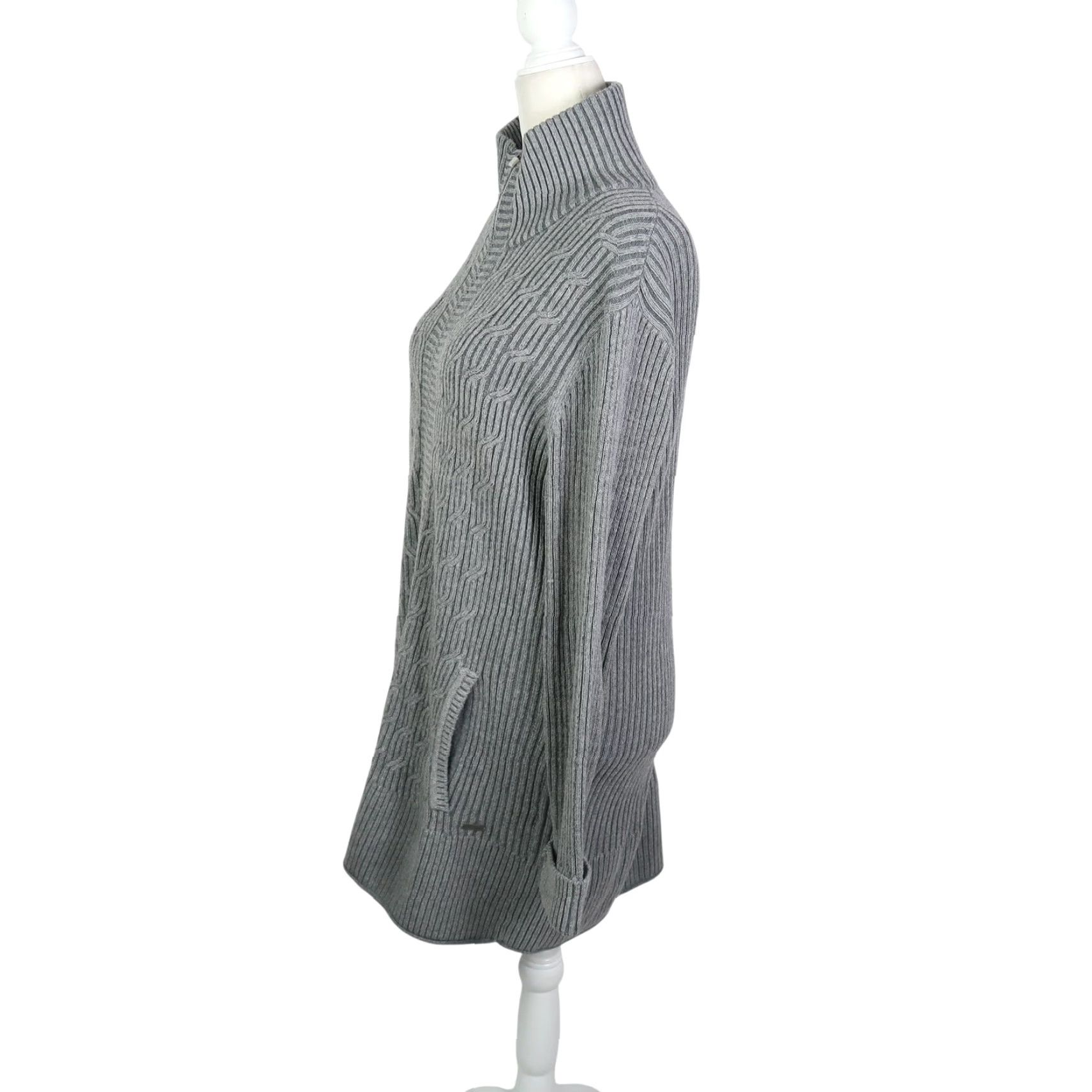 Eddie Bauer Eddie Bauer Grey Rib Knit Zip Front Long Cardigan Sweater L Women Size L / US 10 / IT 46 - 3 Thumbnail