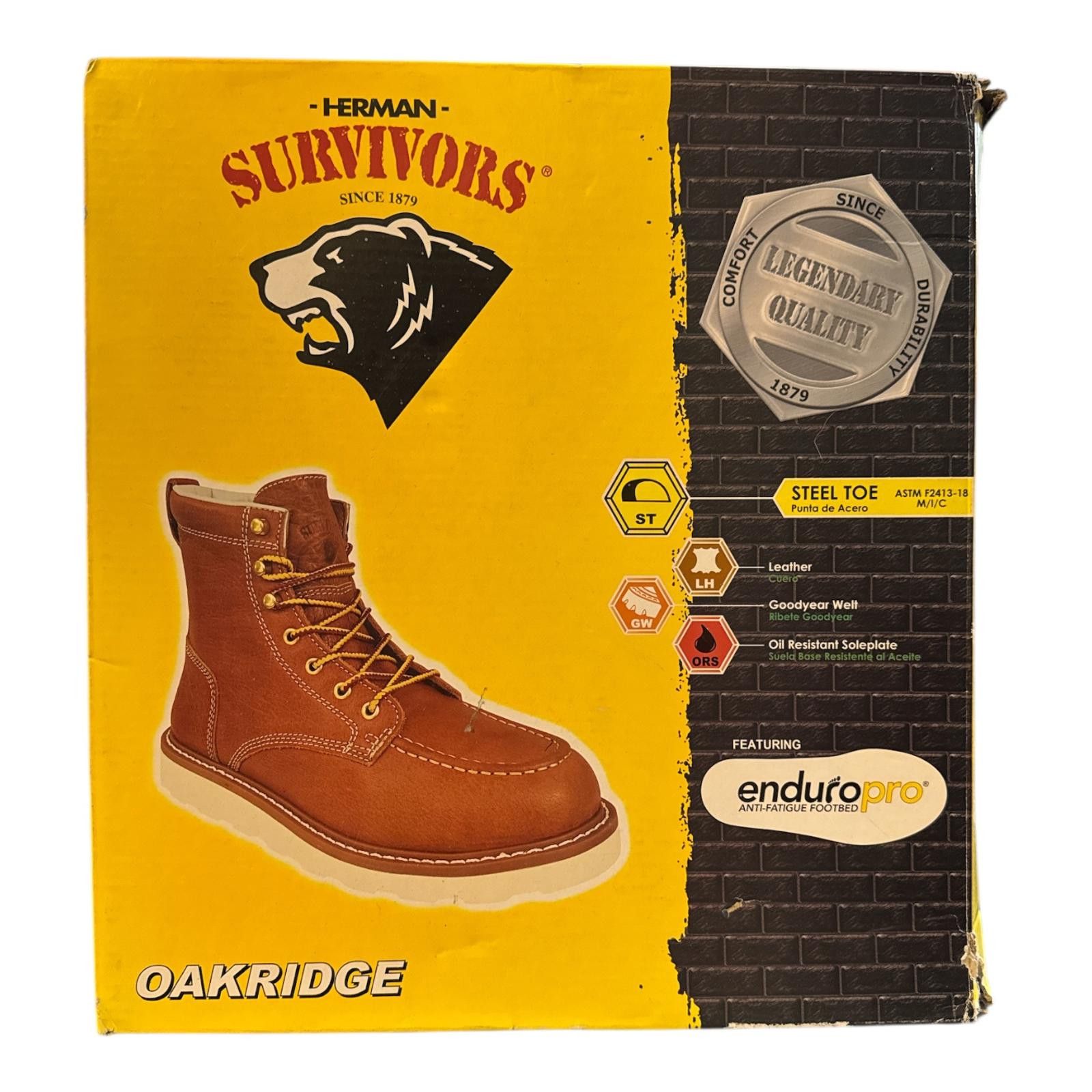 Other Survivors Oakridge Steel Toe Brown Leather Work Boots Size 9 Size US 9 / EU 42 - 3 Thumbnail