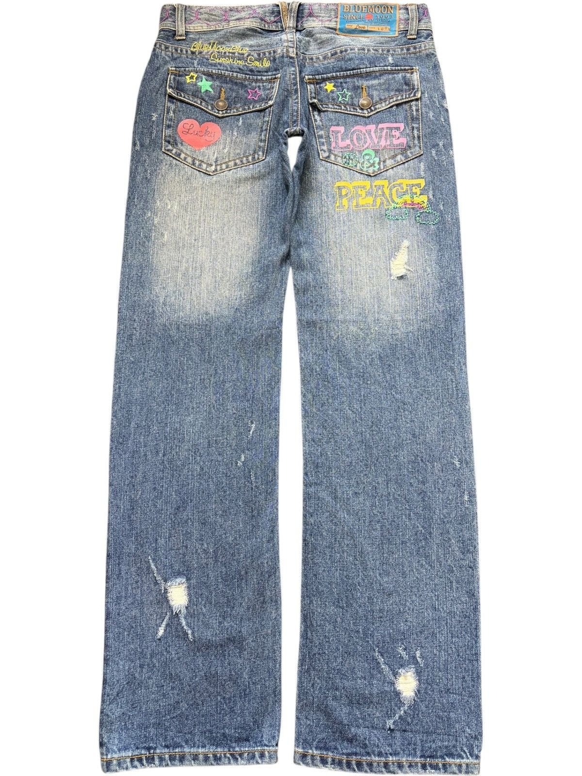 Dsquared2 Vintage Bluemoon Printed Design Distressed Jeans Size 31" - 2 Thumbnail